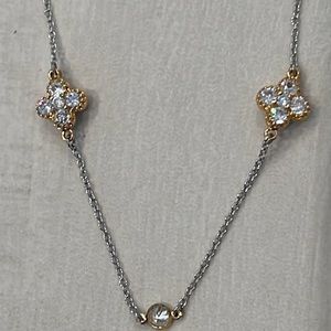 2tone & CZ Long Necklace